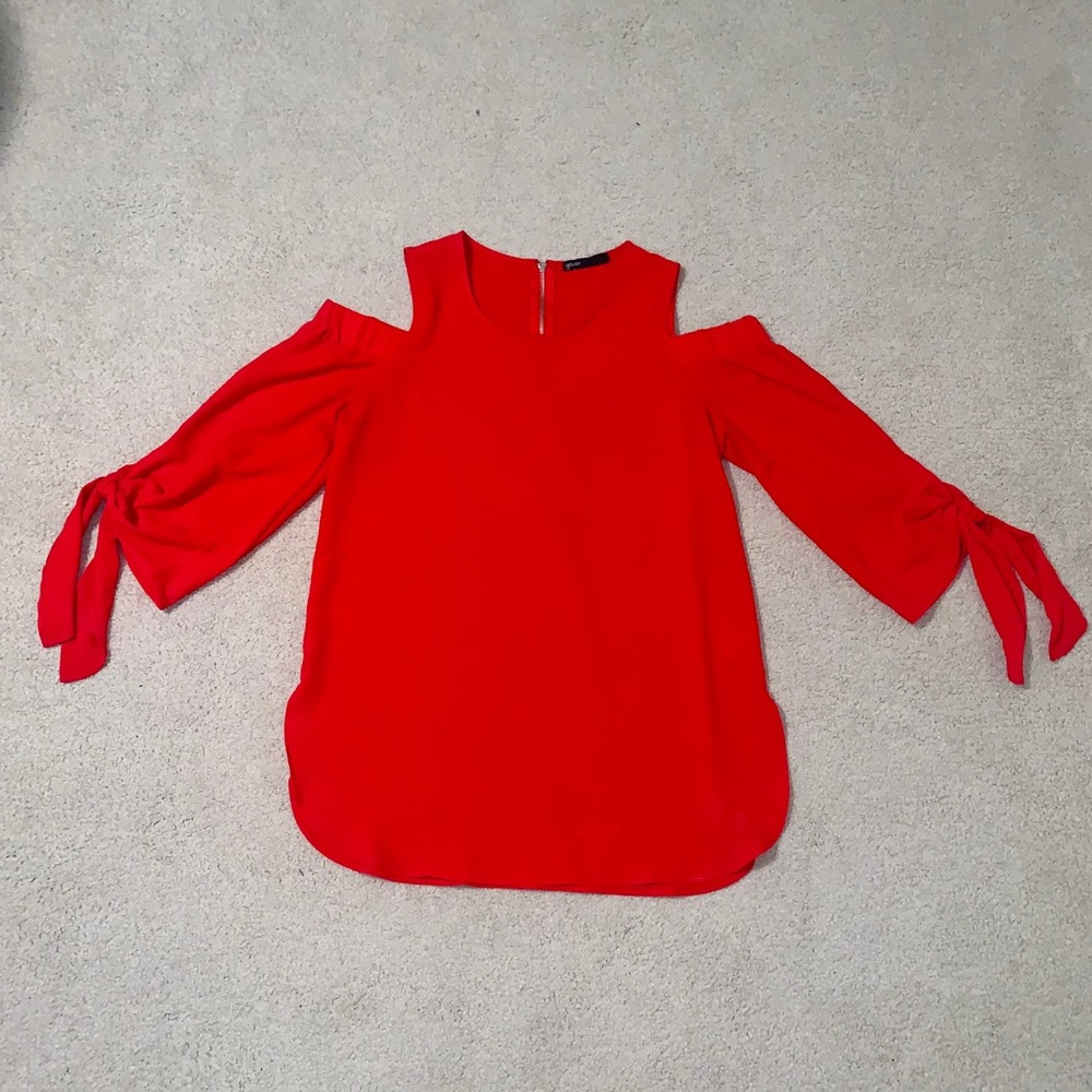 Gibson coral cut out shoulder blouse
